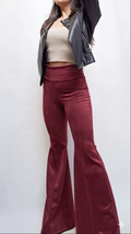 Flare pants gamuza burdeo
