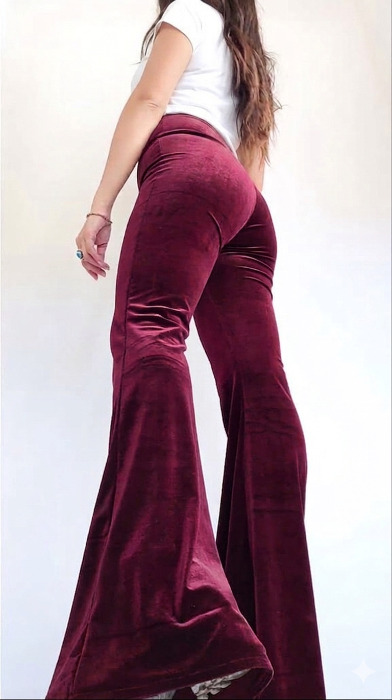 Flare pants terciopelo burdeo